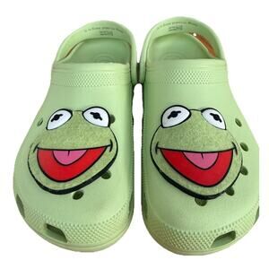 Crocs Classic Clogs for adults featuring a Kermit the Frog Jibbitz charm, M 11